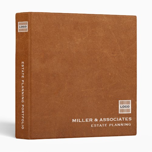 Simple Sable Leather Square Logo 3 Ring Binder