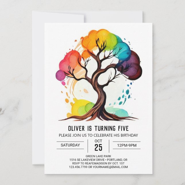 Simple Sacred Tree Birthday Invitation (Front)