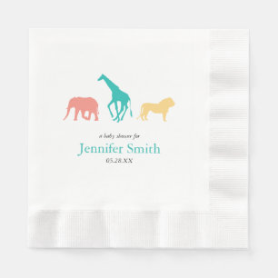 Simple Safari Animal Boy Baby Shower Sip and See Napkins