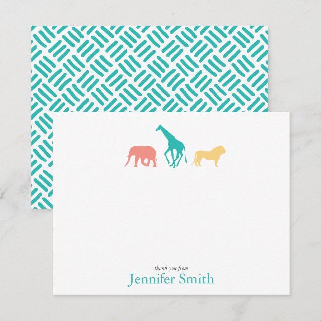 Simple Safari Animal Personalize Stationery Boy Invitation (Front/Back)