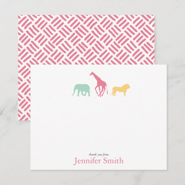 Simple Safari Animal Personalize Stationery Invitation (Front/Back)