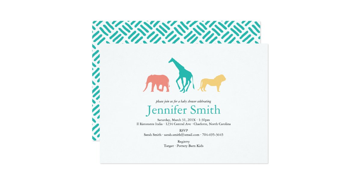 Simple Safari Animal Silhouette Boy Baby Shower Invitation Zazzle