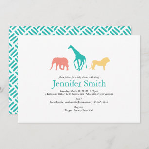 Simple Safari Animal Silhouette Boy Baby Shower Invitation