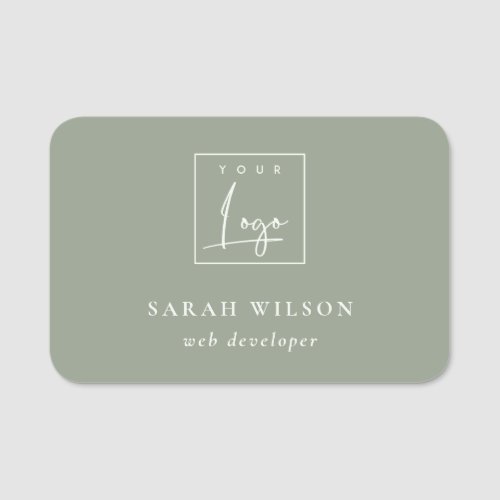 Simple Saga Green Custom Promotional Business Logo Name Tag