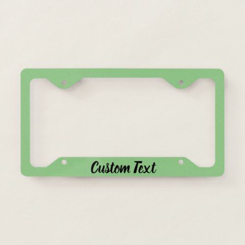 Simple Sage and Black Script Text Template License Plate Frame