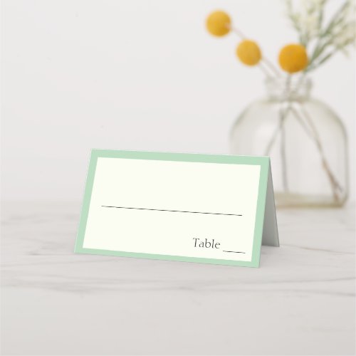 Simple Sage and Cream Monogram Folded Wedding Place Card