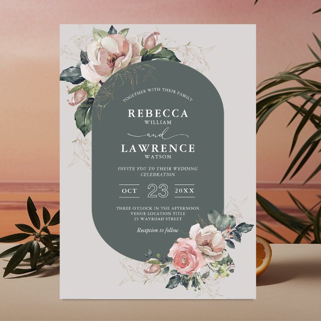 Simple sage blush botanical wedding invitation (Creator Uploaded)