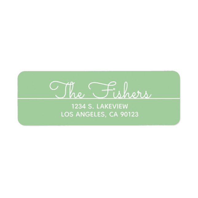 Simple Sage Cursive Return Address Label (Front)