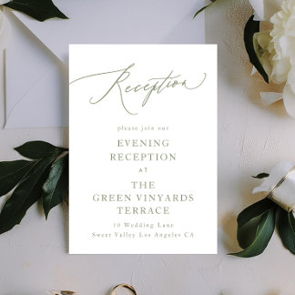 Simple Sage Green and White Modern Calligraphy Enclosure Card