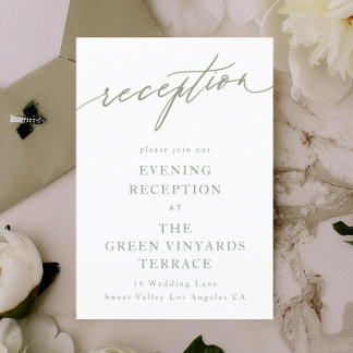Simple Sage Green and White Modern Calligraphy Enclosure Card