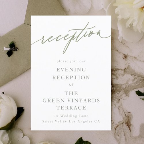 Simple Sage Green and White Modern Calligraphy Enclosure Card