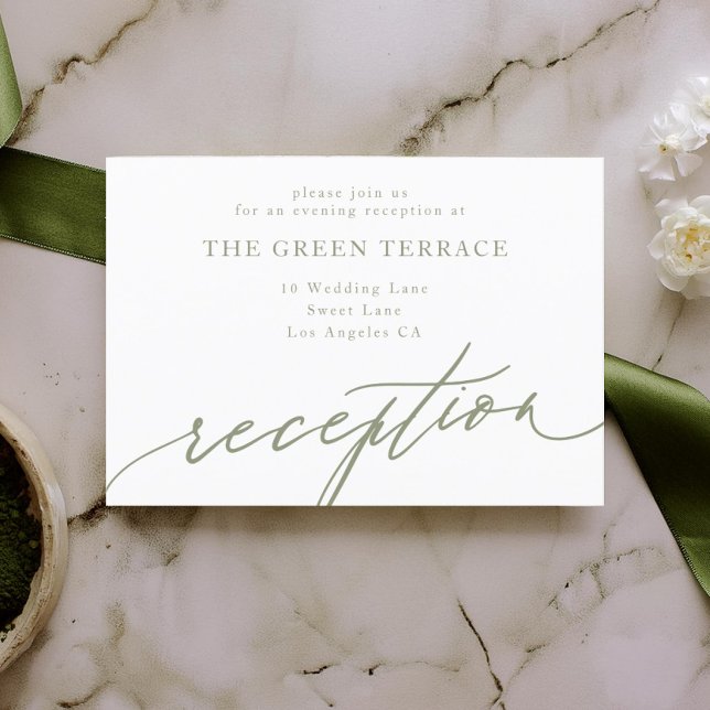 Simple Sage Green and White Modern Calligraphy Enclosure Card (Creator Uploaded)