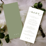 Simple Sage Green and White Modern Calligraphy Menu<br><div class="desc">slim menu to match the collection
*if you would like more paper options this design can be transferred to a slim program
*or for more help contact me</div>