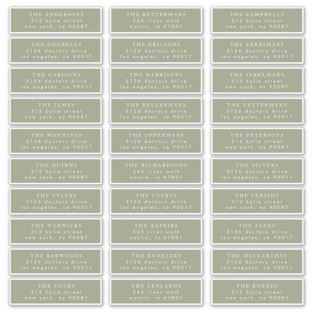 Simple Sage Green and White Modern Calligraphy Sticker (Front)