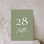 Simple Sage Green and White Modern Calligraphy Table Number<br><div class="desc">Modern and impressive - part of a collection</div>