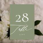 Simple Sage Green and White Modern Calligraphy Table Number<br><div class="desc">Modern and impressive - part of a collection</div>