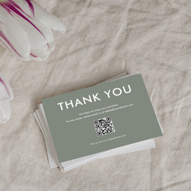 Simple sage-green and white thank you card (Creator Uploaded)