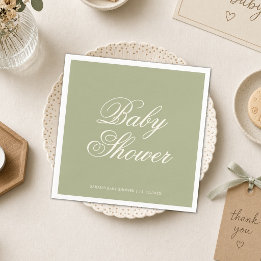 Simple Sage Green Baby Shower Party Napkins