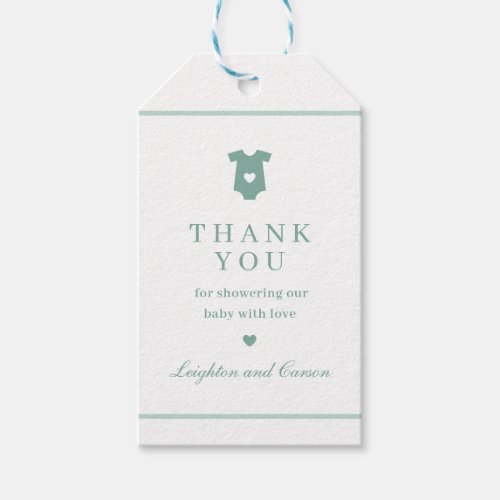 Simple Sage Green Baby Shower Thank You Favor Gift Tags