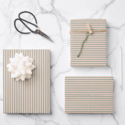 Simple Sage Green Blush Pink Striped Pattern Wrapping Paper Sheets