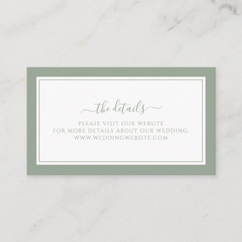 Simple Sage Green Border Script Wedding Website