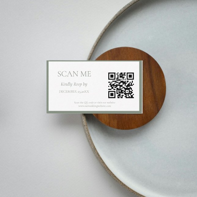 Simple Sage Green Botanical crest monogram wedding Enclosure Card (Creator Uploaded)