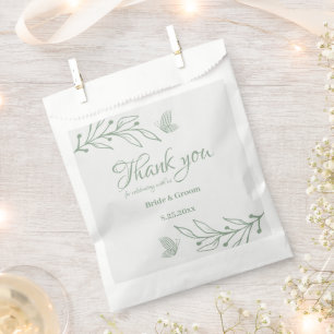 Simple sage green botanical wedding favor bag