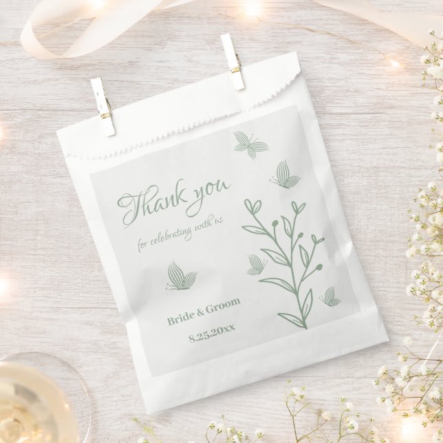 Simple sage green botanical wedding  favor bag (Clipped)