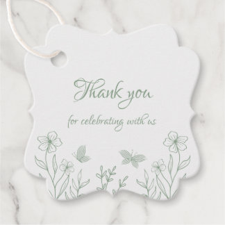 Simple sage green botanical wedding  favor tags
