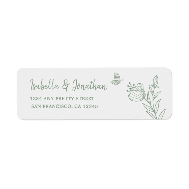 Simple sage green botanical wedding  label (Front)