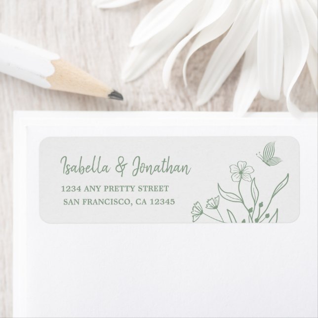 Simple sage green botanical wedding  label (Insitu)