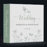 Simple sage green botanical wedding photo album 3 ring binder<br><div class="desc">Unique simple wedding photo album featuring romantic and elegant sage green flowers and butterflies
FOR MORE MATCHING PRODUCTS click on the collection above or contact me.</div>