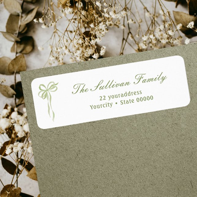 Simple Sage Green Bow Return Address Label (Creator Uploaded)