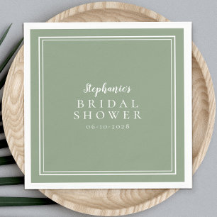 Simple Sage Green Bridal Shower Custom Modern Napkins
