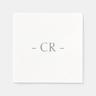 Simple Sage Green Couple Initials Monogram Napkins