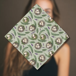 Simple Sage Green Easter Eggs Lavender Nest Bandana