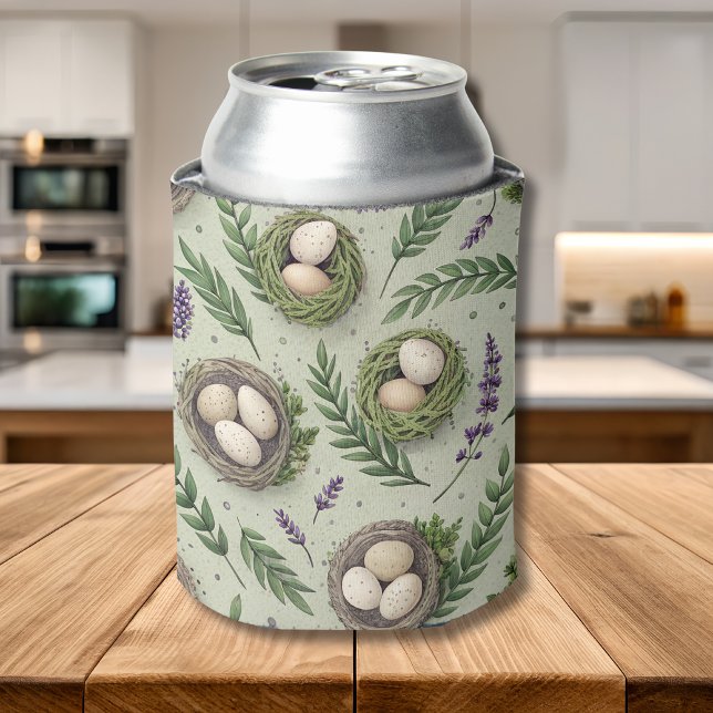 Simple Sage Green Easter Eggs Lavender Nest Can Cooler (Creator Uploaded)