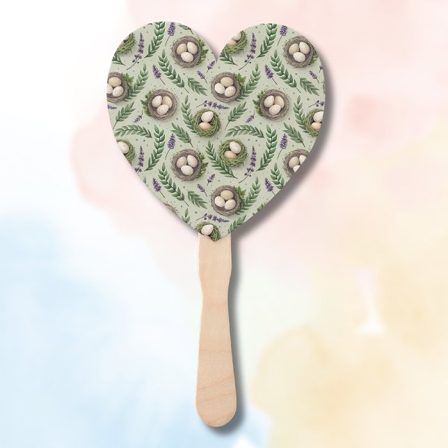 Simple Sage Green Easter Eggs Lavender Nest Hand Fan (Creator Uploaded)