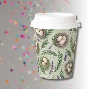 Simple Sage Green Easter Eggs Lavender Nest Paper Cups