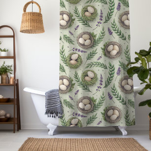 Simple Sage Green Easter Eggs Lavender Nest Shower Curtain