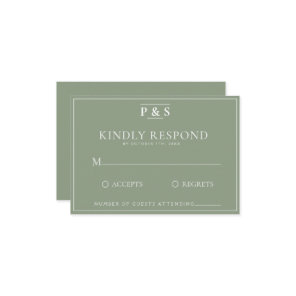 Simple Sage Green Elegant Monogram Chic Wedding  RSVP Card