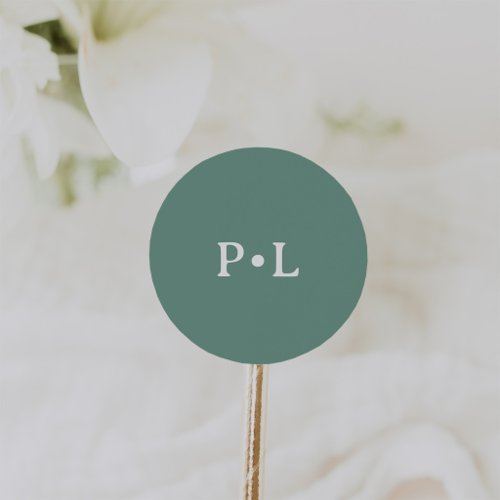 Simple Sage Green | Elegant Monogram Classic Round Sticker
