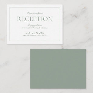 Simple Sage Green Elegant Script Wedding Reception Enclosure Card