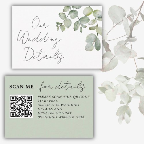Simple Sage Green Eucalyptus Wedding Details Enclosure Card