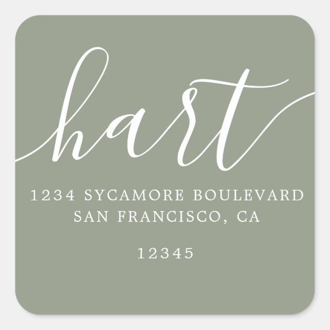 Simple Sage Green Family Return Address Label (Front)
