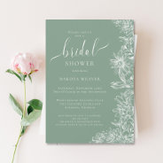 Simple Sage Green Floral Bridal Shower  Invitation at Zazzle