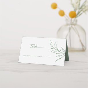 Simple sage green floral wedding place card