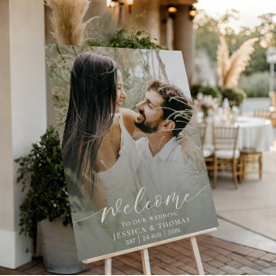 Simple Sage Green Full Photo Wedding Sign