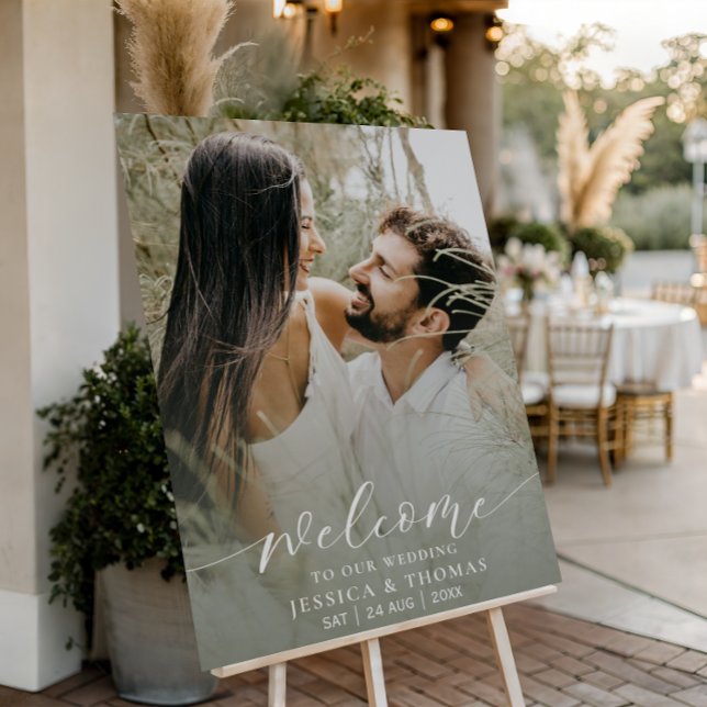 Simple Sage Green Full Photo Wedding Sign (Creator Uploaded)
