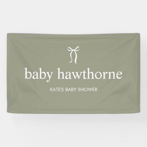 Simple Sage Green Gender Neutral Baby Shower Banner